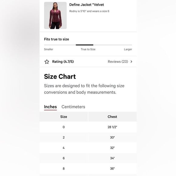 Lululemon Define Jacket Velvet‎ Garnet size 2 NWT - Picture 5 of 9